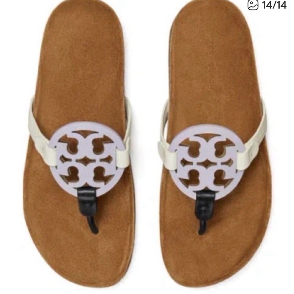 Tory Burch Tan and White Sandals